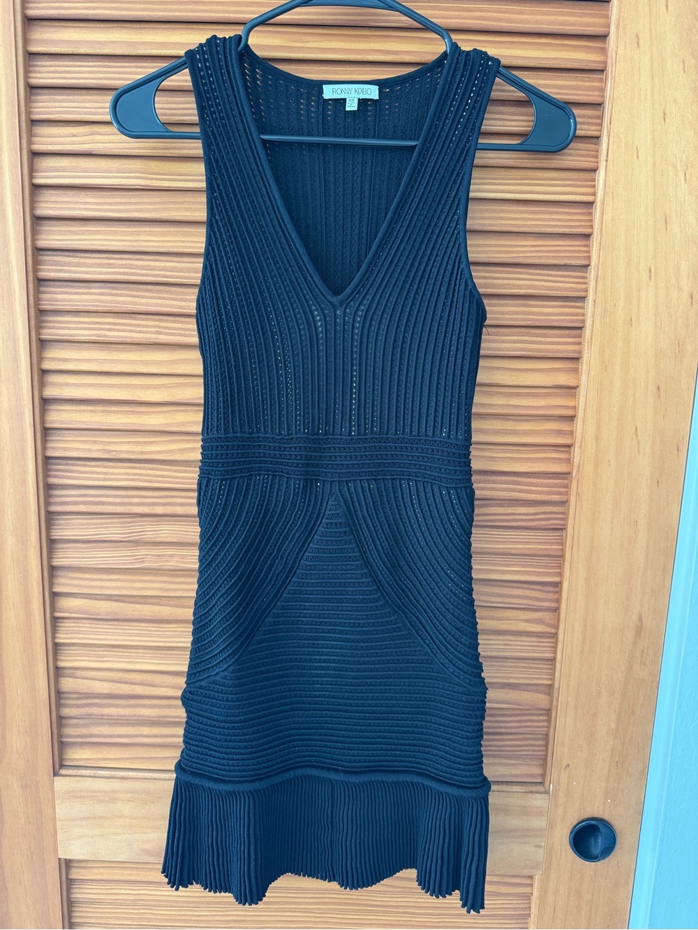 RONNY KOBO Jodi Pointelle sleeveless mini cocktail dress